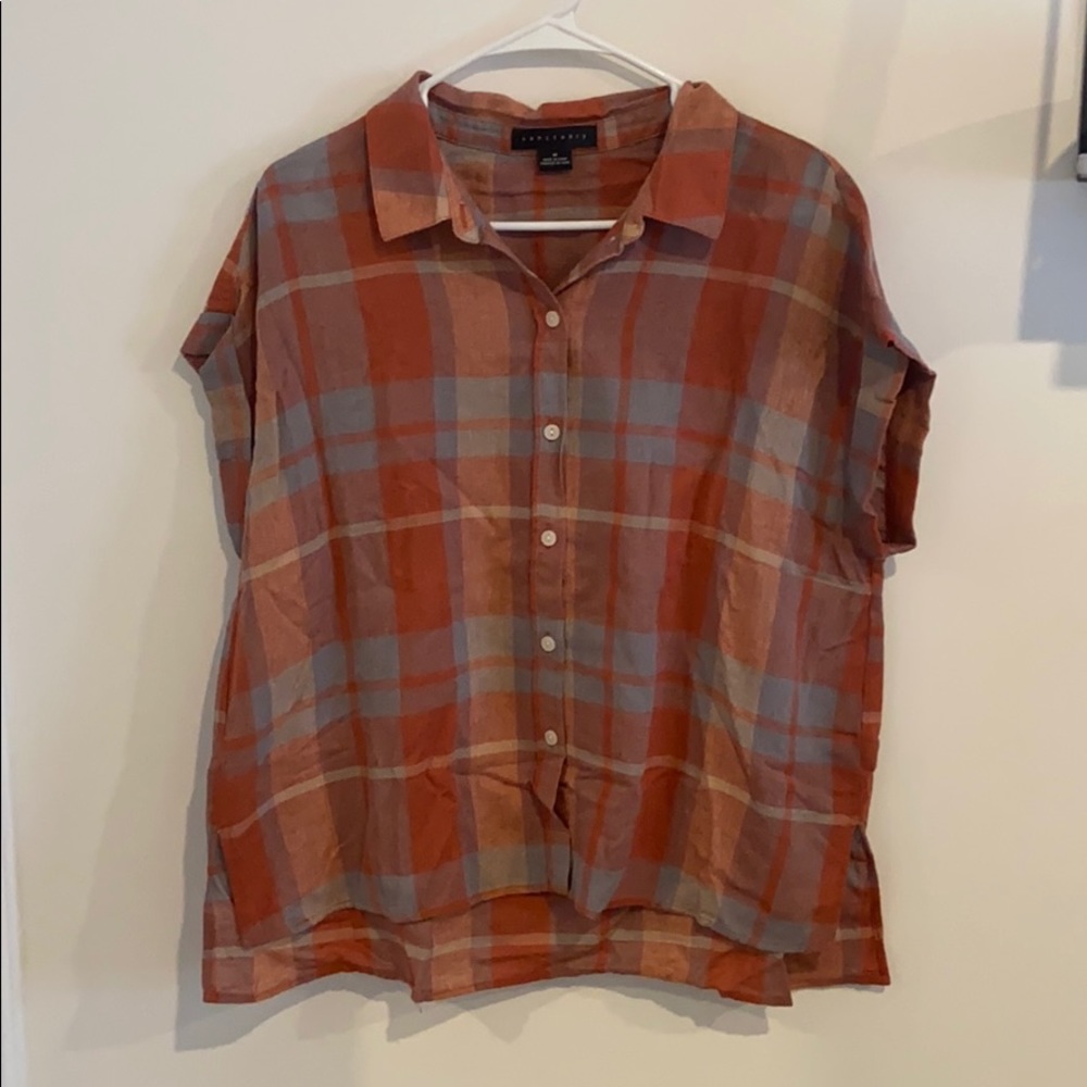 plaid flowy button down